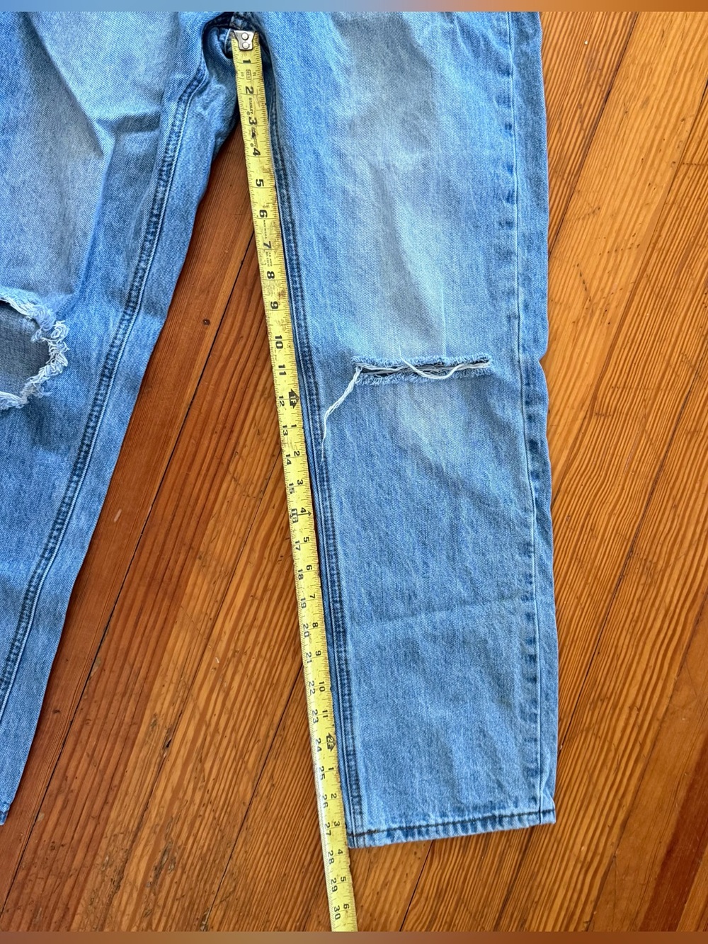 Princess Polly Fairmount Straight Leg blue denim distressed jeans size 2 - Picture 5 of 10
